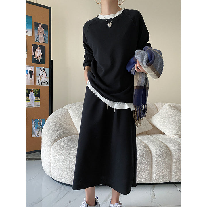 Damen lässiges Sweatshirt mit Skirt-Set Drune