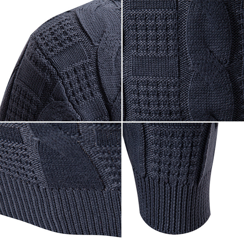 Herren Steppstrickpullover mit hohem Kragen Drune