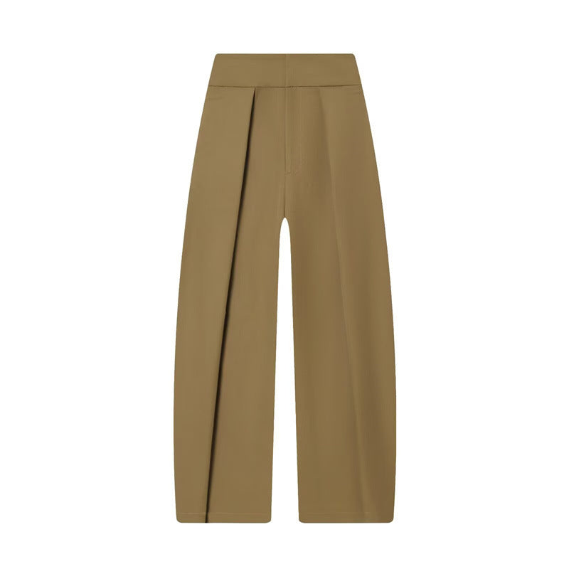 Damen Weite Plissée-Jerseyhose mit hoher Taille und Bügelfalte Drune
