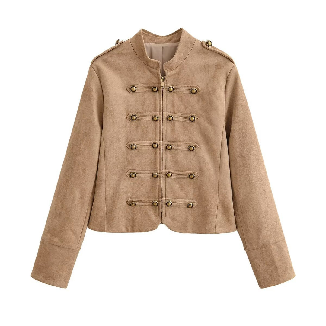 Damen Militärisch inspirierte Kurzjacke aus Wildlederoptik Drune