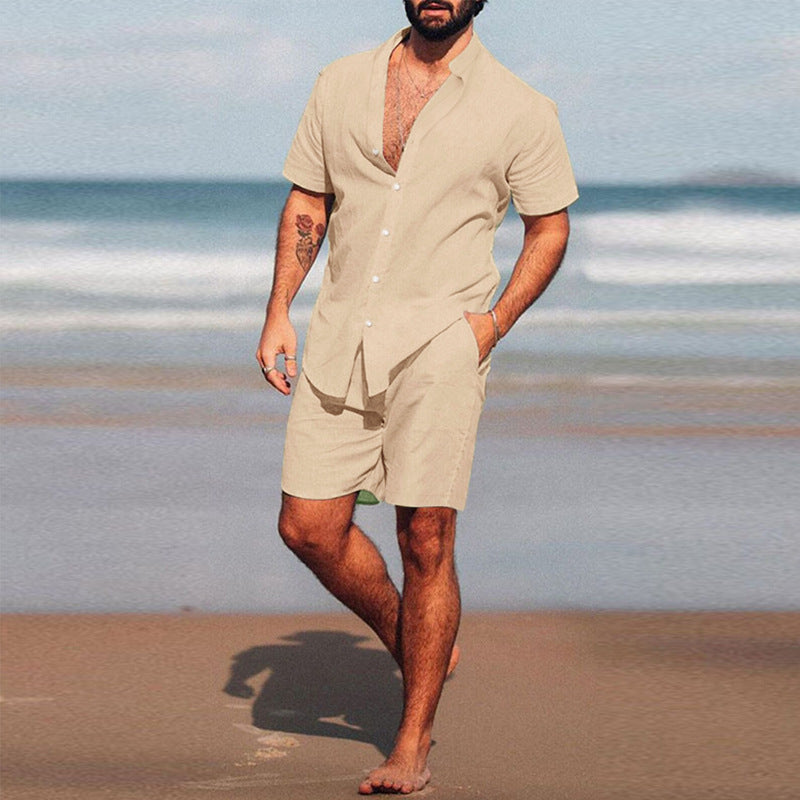 Herren lässiges Kurzarmhemd und Shorts Set Drune