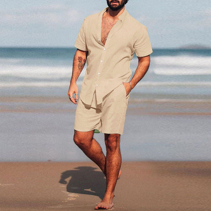 Herren lässiges Kurzarmhemd und Shorts Set Drune