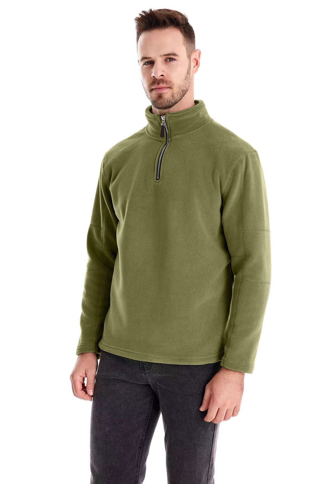 Herren Fleecepullover mit halbem Reißverschluss und Stehkragen Drune