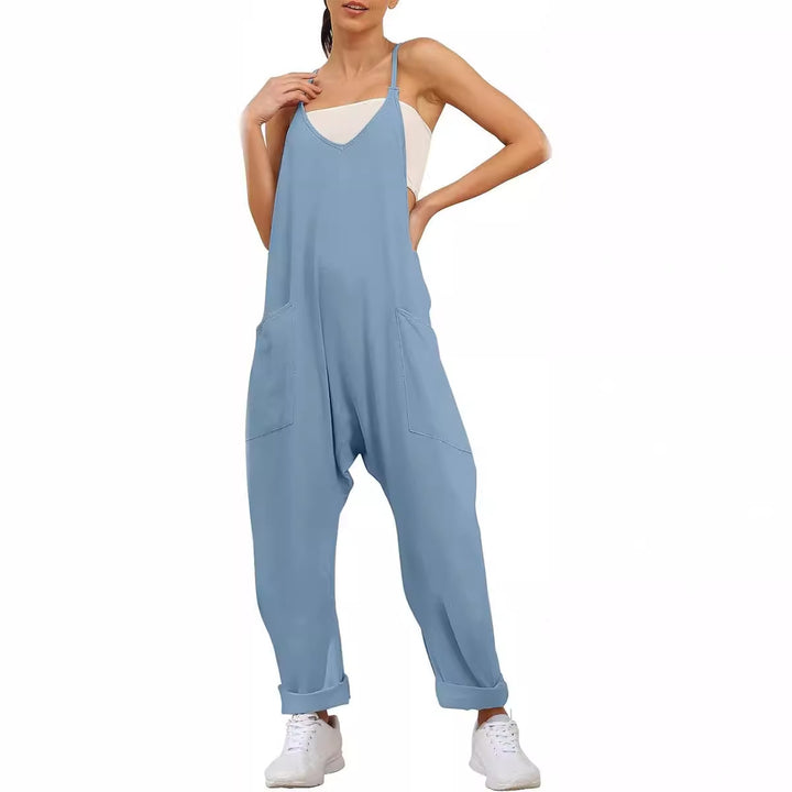 Damen Lässiger Overall mit tiefem Ausschnitt und praktischen Taschen Drune