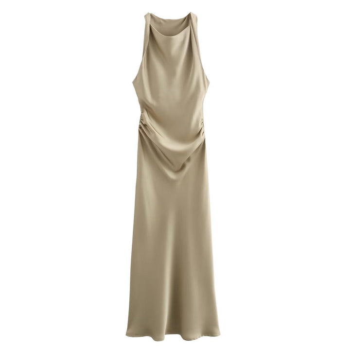 Damen elegantes Sommerkleid mit fließendem Schnitt und charmanten Rüschendetails Drune
