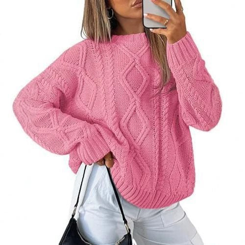 Damen Grobstrickpullover im Zopfmuster mit lässigem Oversize-Schnitt Drune