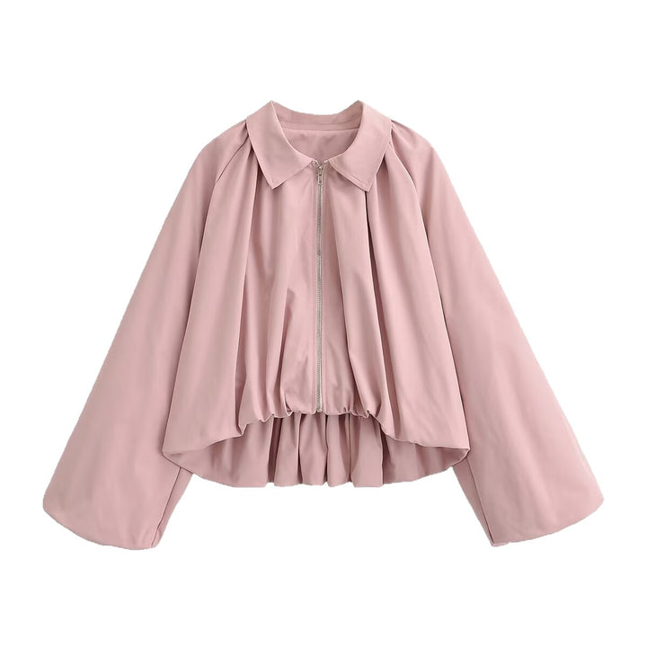 Damen Kurz geschnittene Blousonjacke mit weitem Kimonoärmel und gerafftem Saum Drune