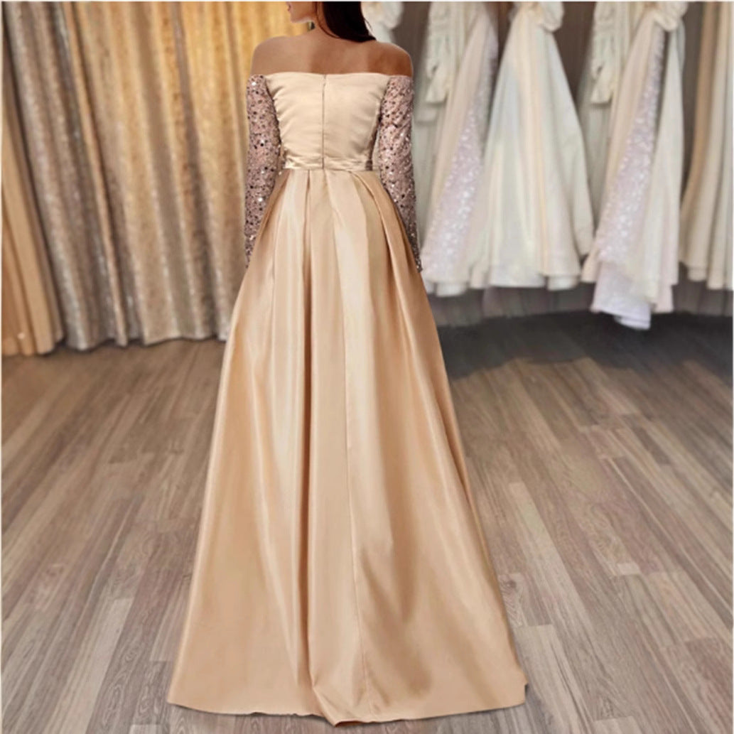 Damen Elegantes Abendkleid mit schimmerndem Oberteil und tailliertem Schnitt Drune