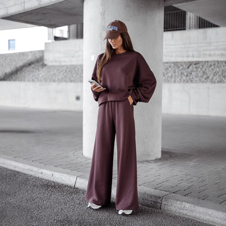 Damen Bequemer Oversized Freizeitanzug mit weitem Schnitt und übergroßem Kragen Drune