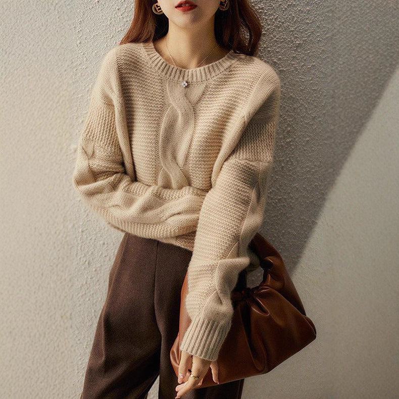 Damen Kuscheliger Strickpullover mit strukturiertem Muster Drune