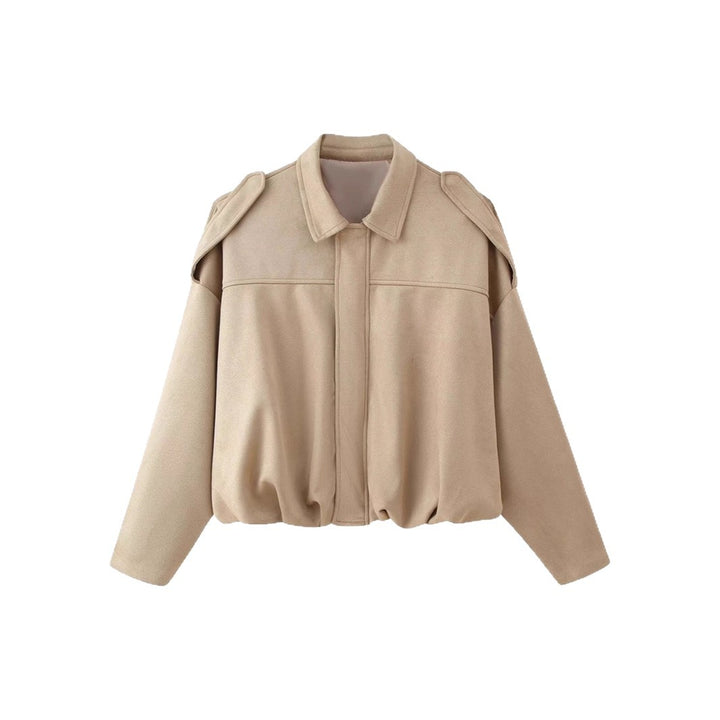 Damen Kurzgeschnittene Oversize Blousonjacke mit Schulterklappen Drune