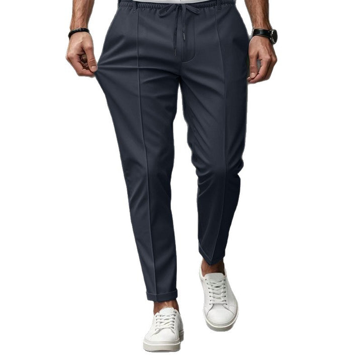 Herren nan moderne tapered Jogginghose mit Bügelfalte und Kordelzug Drune