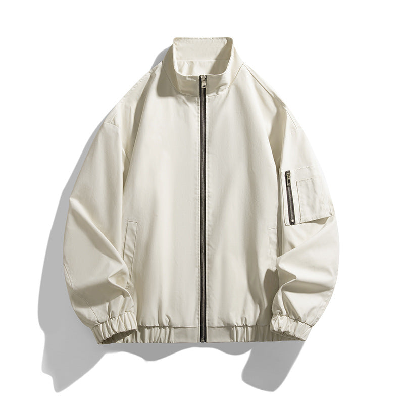 Herren Leichte Utility-Zipjacke mit Stehkragen, Ärmeltasche und elastischem Saum Drune