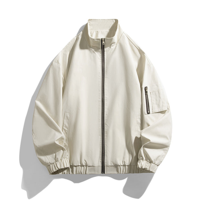 Herren Leichte Utility-Zipjacke mit Stehkragen, Ärmeltasche und elastischem Saum Drune