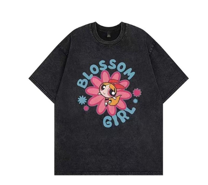 Damen T-Shirt mit angepasstem Powerpuff Girls Grafikdruck Drune