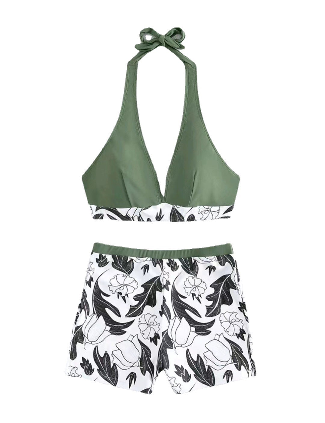 Damen Triangel-Bikini mit floralem Shorts-Design Drune