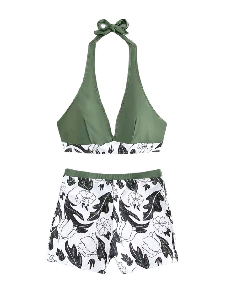 Damen Triangel-Bikini mit floralem Shorts-Design Drune