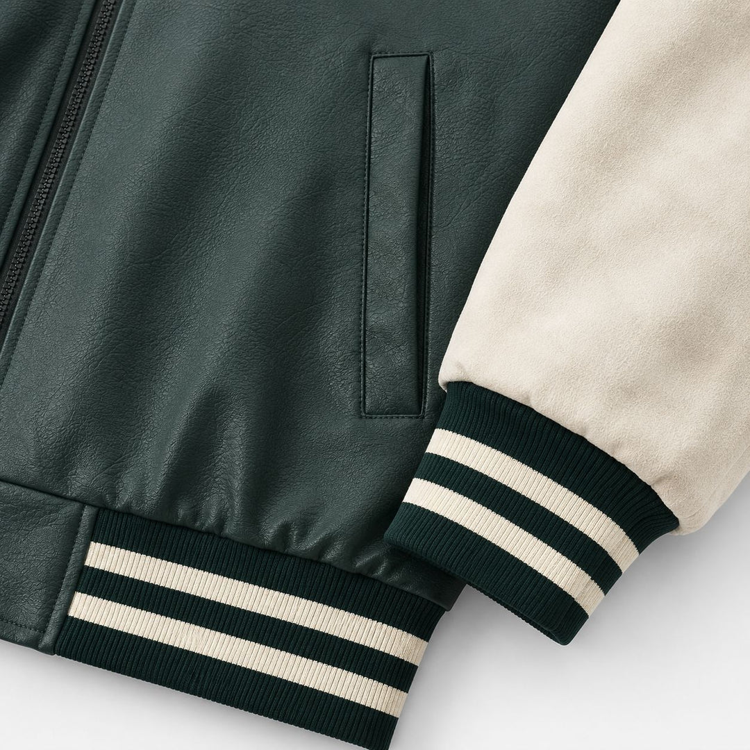Herren Varsity-Bomberjacke im Letterman‑Stil mit Chenille‑Applikationen Drune