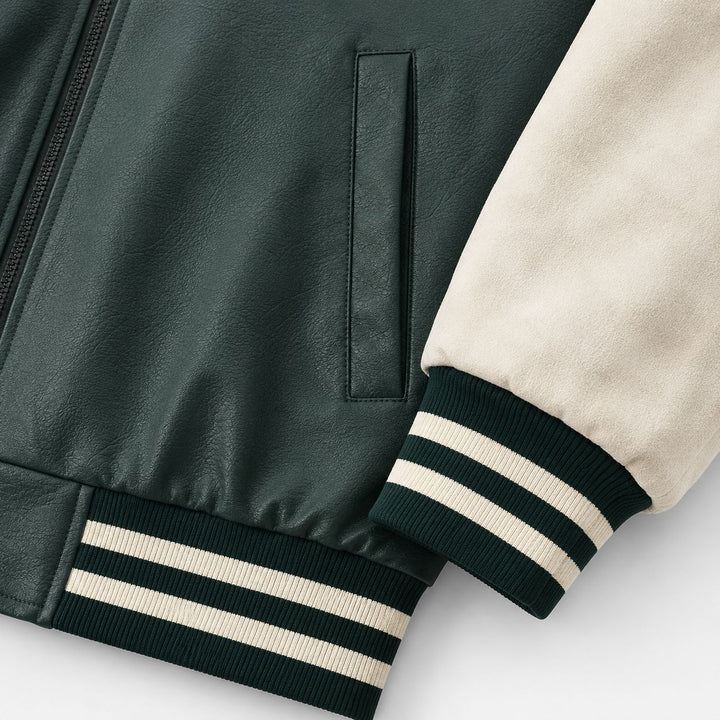 Herren Varsity-Bomberjacke im Letterman‑Stil mit Chenille‑Applikationen Drune