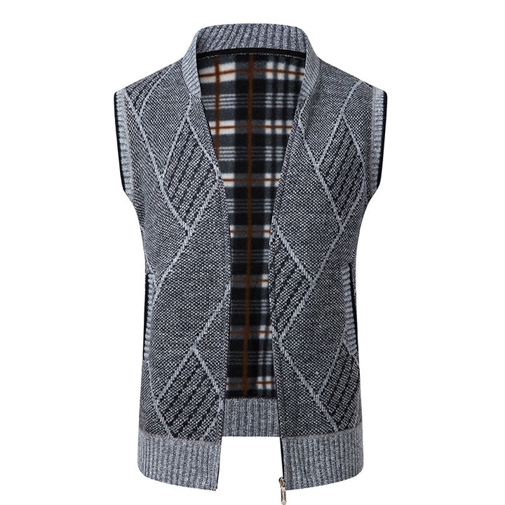 Herren nan elegante Strickweste mit Reißverschluss und Stehkragen Drune