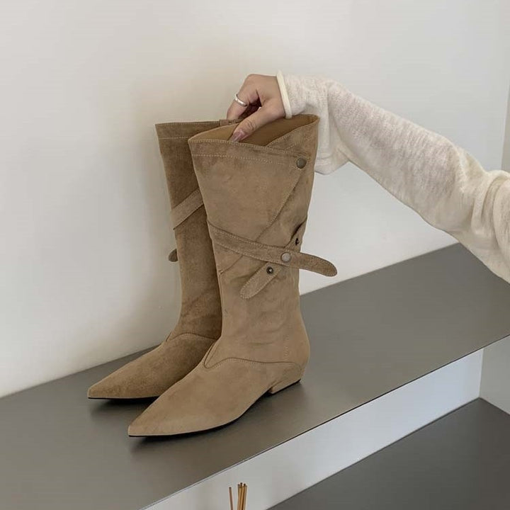 Damen Modische Stiefeletten aus Wildleder mit Wickel-Design Drune