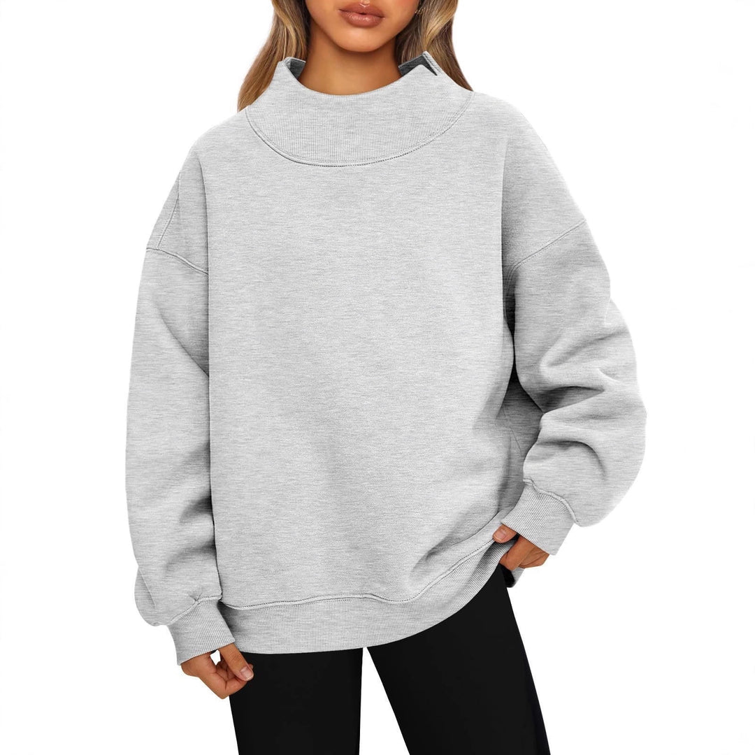 Damen Oversized-Sweatshirt mit hohem Stehkragen und überschnittener Schulter Drune
