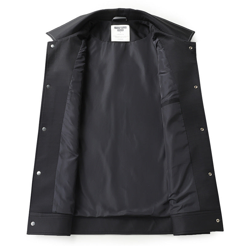 Herren Minimalistische Hemdjacke aus softem Vegan-Kunstleder mit verdeckter Druckknopfleiste Drune