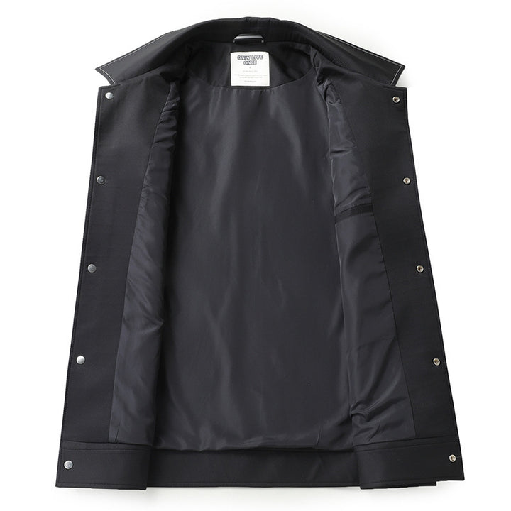 Herren Minimalistische Hemdjacke aus softem Vegan-Kunstleder mit verdeckter Druckknopfleiste Drune