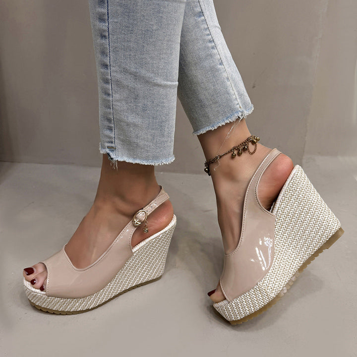 Damen Wedge-Pantoletten mit dekorativem Riemendesign und komfortabler Sohle Drune
