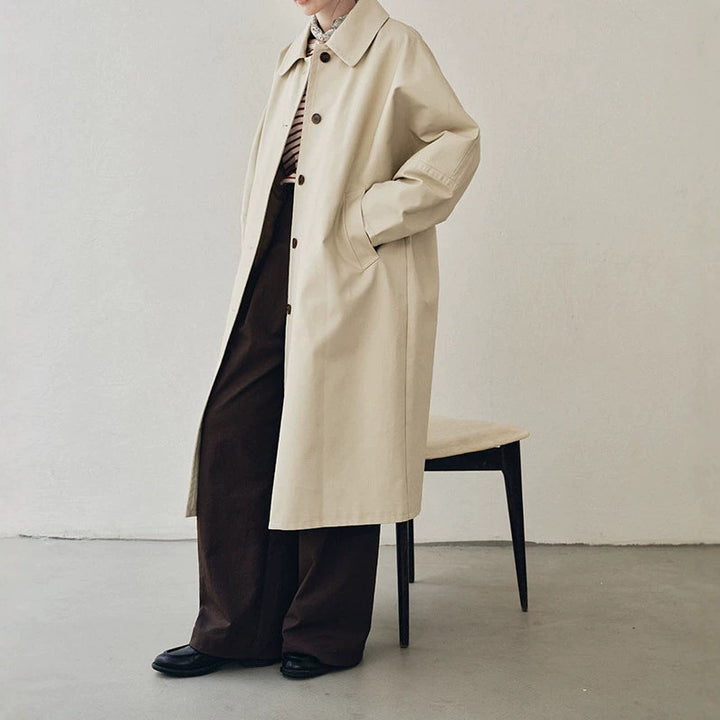 Damen Eleganter Trenchcoat mit Doppelreiher Drune