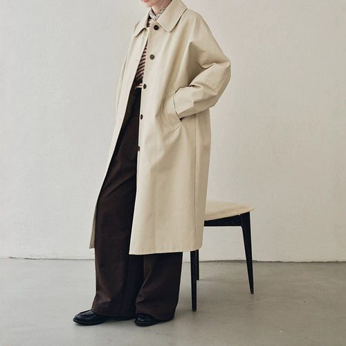 Damen Eleganter Trenchcoat mit Doppelreiher Drune
