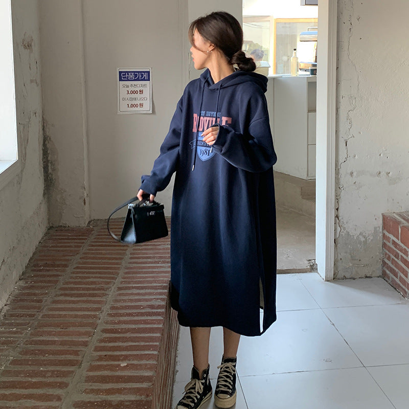 Damen Hoodie-Kleid mit lässigem Schnitt und stylischem Grafikdruck Drune