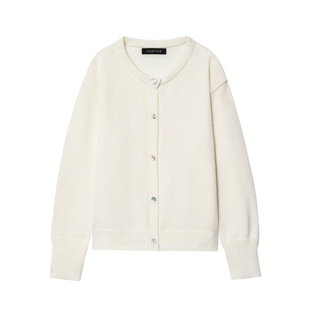 Damen stilvolle Strickjacke mit Knopfleiste und Rundhalsausschnitt Drune
