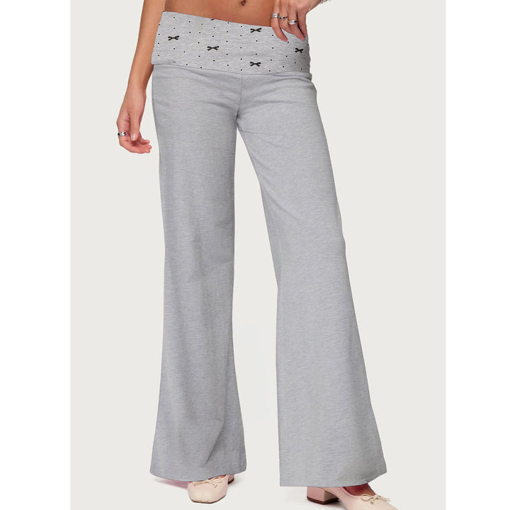 Damen Palazzo-Hose mit gestreiftem Bund und lässigem Schnitt Drune