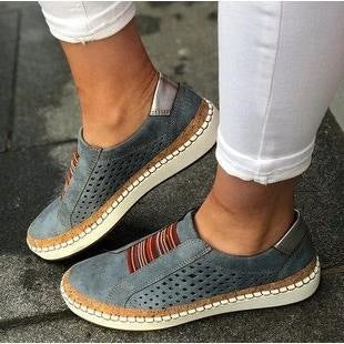 Damen Komfort-Slip-On-Sneaker aus Veloursleder mit elastischem Mehrstreifen-Dehnband und geflochtenem Espadrille-Detail Drune