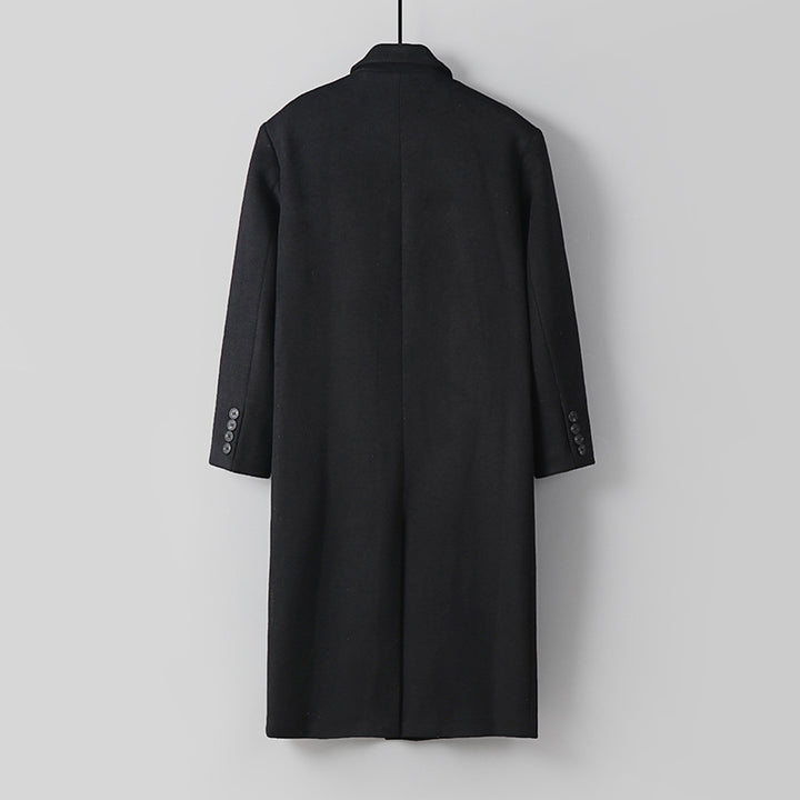 Herren Klassischer Doppelreiher-Longcoat aus Wollmischung mit Schalkragen und feiner Innenfutterverarbeitung Drune