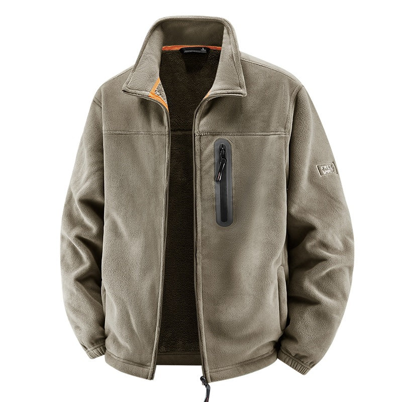 Herren Thermo-Fleece-Outdoorjacke mit Teddy-Innenfutter, Brustreißverschluss & windabweisender Oberfläche Drune
