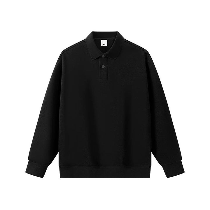 Unisex Oversize-Polo-Sweatshirt mit gerippten Bündchen und Knopfleiste Drune