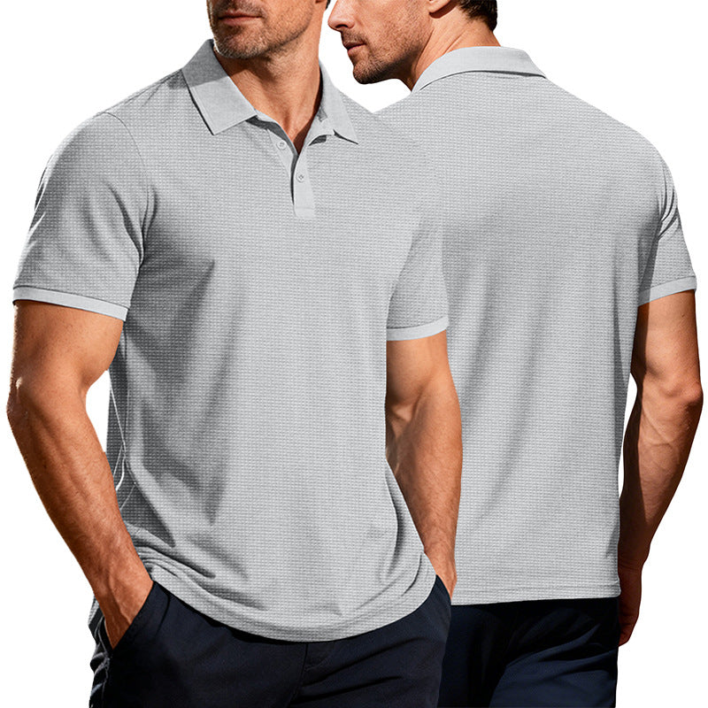 Herren nan strukturiertes Piqué-Kurzarm-Poloshirt mit Hemdkragen Drune