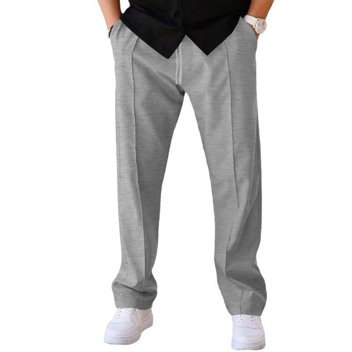 Herren Gerade geschnittene Freizeit-Hose mit Bundzug, Bügelfalte und Eingrifftaschen Drune