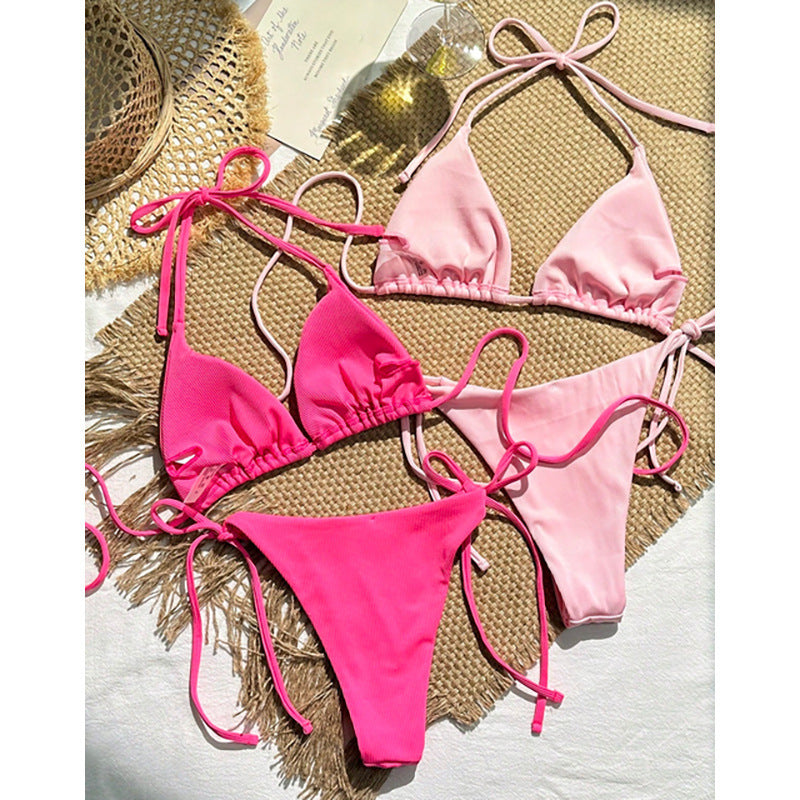 Damen Triangel-Bikini mit einstellbaren Schnürdetails Drune