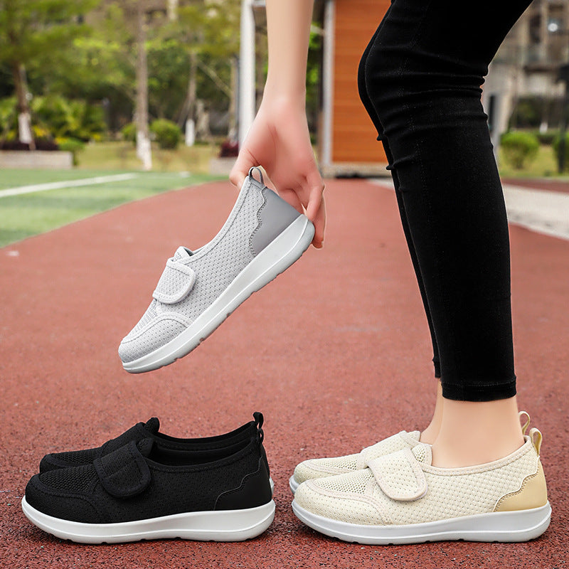 Damen Atmungsaktive Slip-On Freizeitschuhe mit verstellbarem Klettverschluss Drune