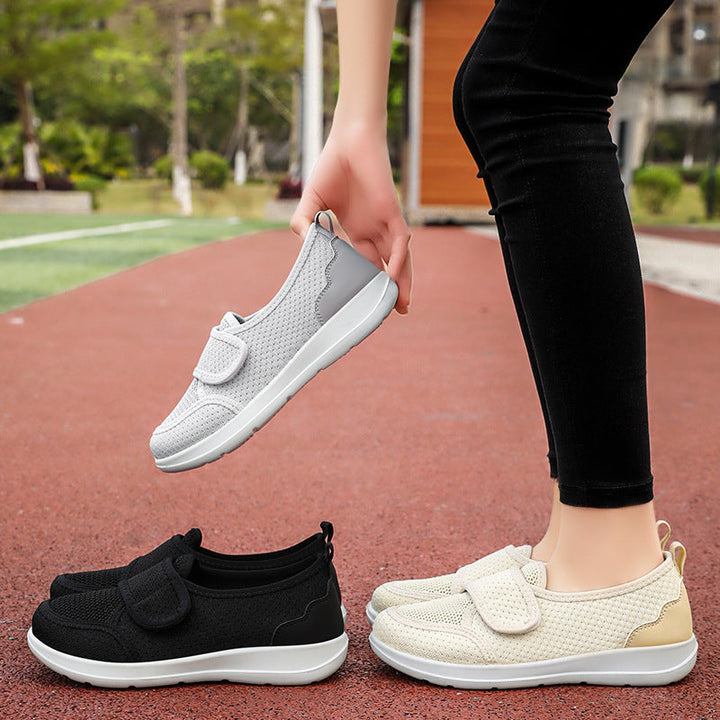 Damen Atmungsaktive Slip-On Freizeitschuhe mit verstellbarem Klettverschluss Drune
