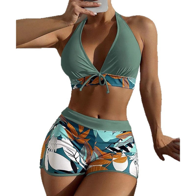 Damen Bikini-Set mit sportlichem High-Waist-Schnitt und verspieltem Blumenmuster Drune