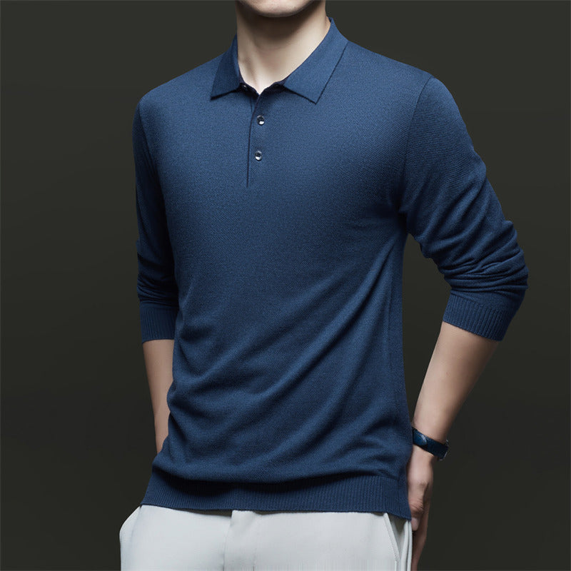 Herren Langarm-Polohemd mit strukturiertem Design und eleganter Passform Drune