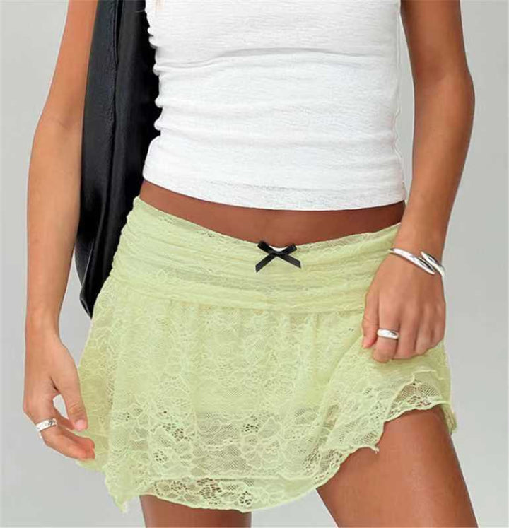 Damen Lässiger Spitzenrock mit adjustablem Bund Drune