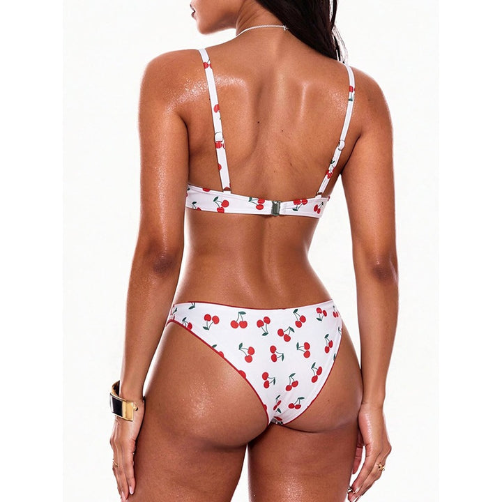 Damen Push-Up Bikini mit fröhlichem Kirschdesign Drune