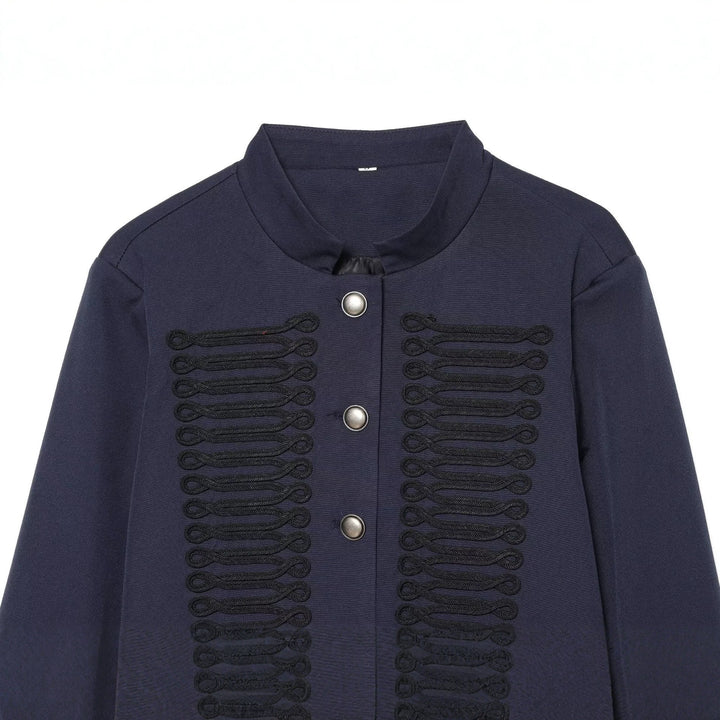 Damen Cropped-Blouson im militärischen Stil mit Zierkordeln und Stehkragen Drune