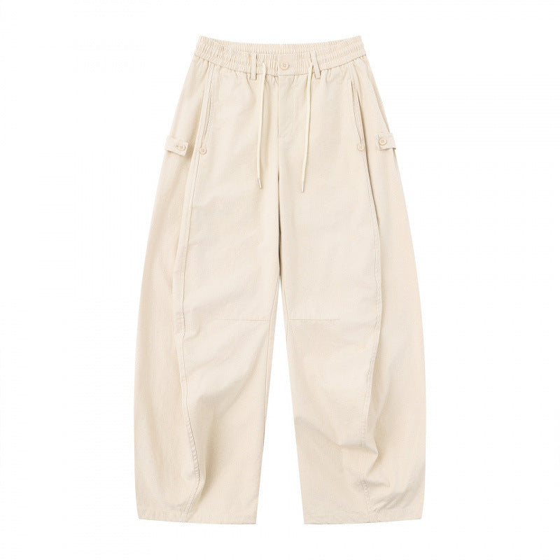 Damen Weite Culotte-Cargo-Hose mit elastischem Bund, Tunnelzug und aufgesetzten Taschen Drune