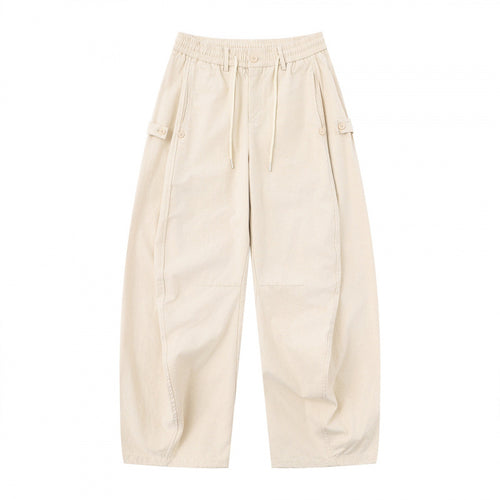 Damen Weite Culotte-Cargo-Hose mit elastischem Bund, Tunnelzug und aufgesetzten Taschen Drune